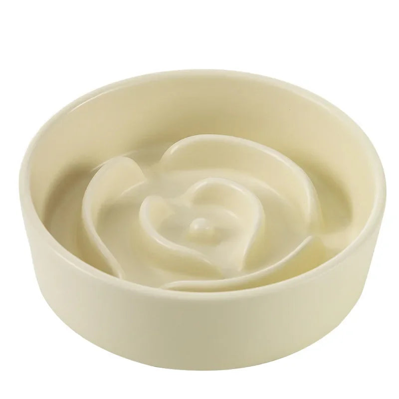 Gamelle anti glouton chien ceramique blanc