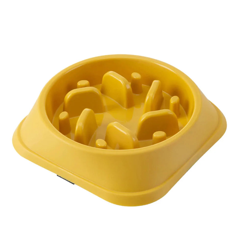 Gamelle pour chien anti glouton de couleur jaune. Image produit Boutiquechien