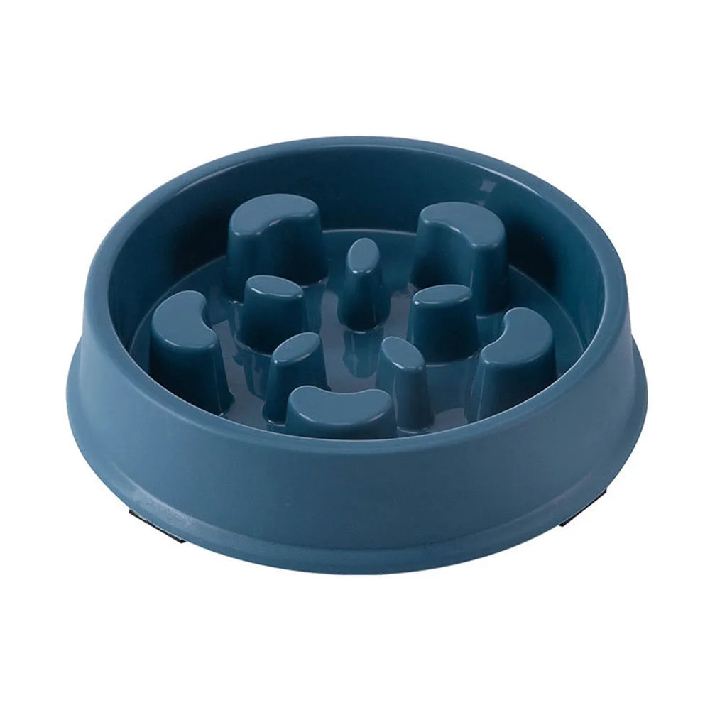 Gamelle pour chien anti-glouton de couleur bleu foncé en plastique anti- dérapant de boutiquechien