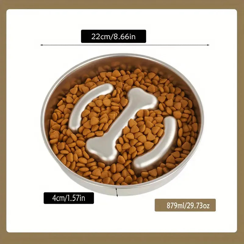 Gamelle pour chien anti- glouton inox avec une forme d'os. Image produit Boutiquechien