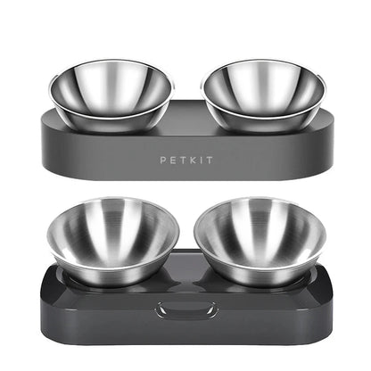 Gamelle chien double de couleur noir et gris surélevé pour les chiens. Image produit Boutiquechien