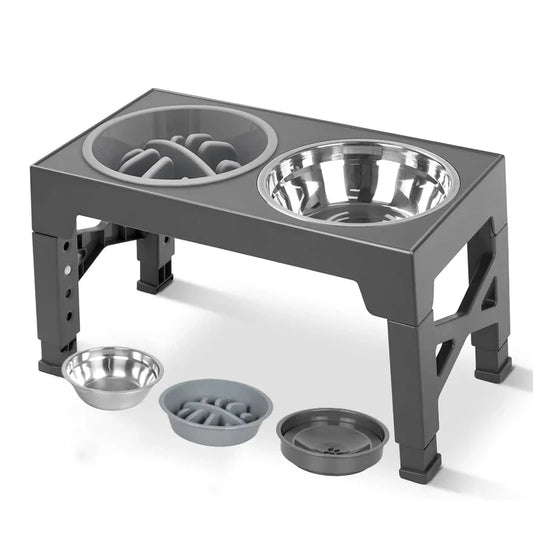 gamelle pour chien grise multi fonction avec gamelle anti glouton, eau. Image produit Boutiquechien