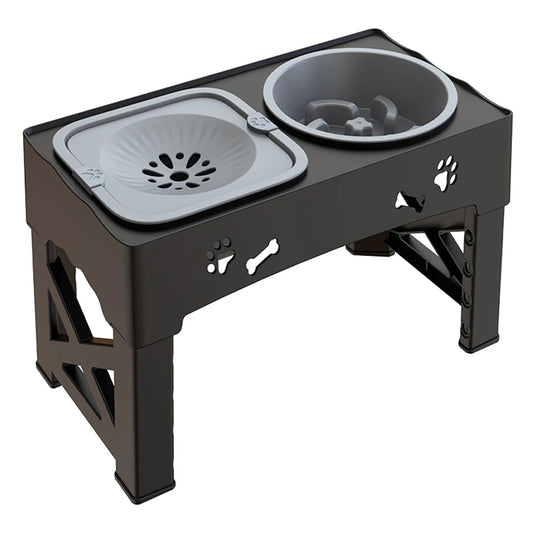 Gamelle double pour chien ajustable à eau et anti-glouton. La gamelle double se règle facilement. Image produit Boutiquechien