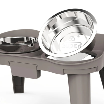 Gamelle en inox double pour chien de couleur gris. Image produit Boutiquechien