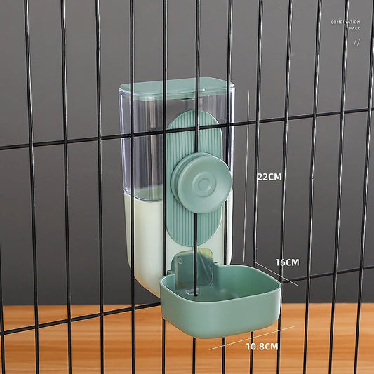 Gamelle de nourriture de couleur verte avec toutes les dimensions sur un grillage noir. Image produit Boutiquechien