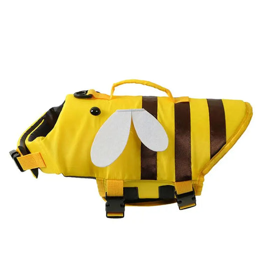 Gilet de sauvetage pour chien de couleur jaune et noir en forme d'abeille de boutiquechien