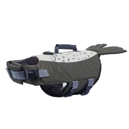 Gilet de sauvetage pour les chiens de grande taille de couleur gris en forme de phoque. Image produit Boutiquechien