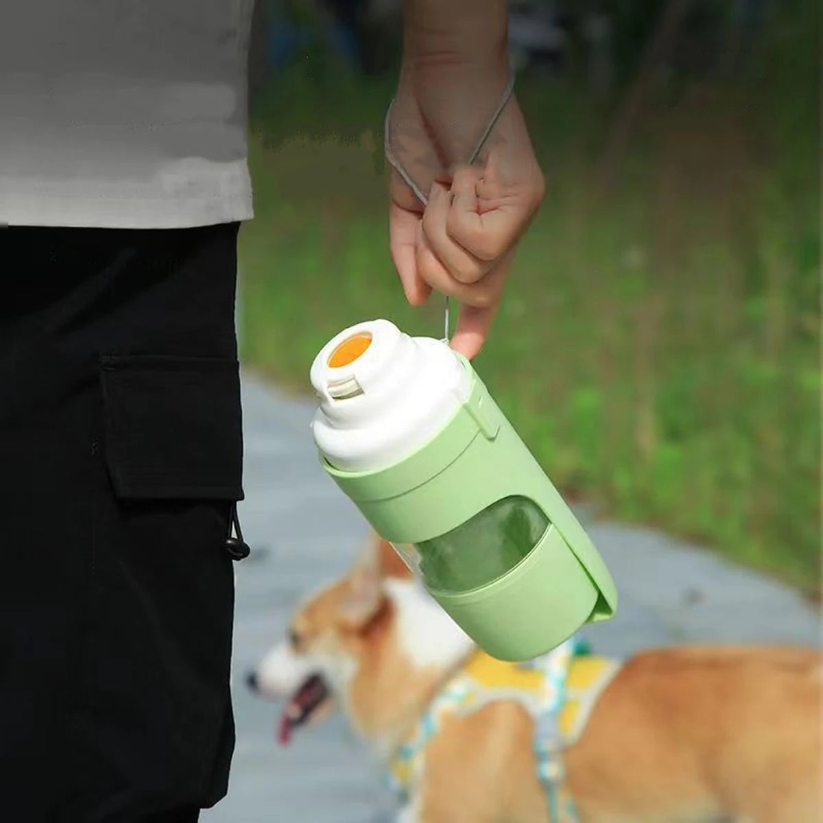 Gourde portative pour chien avec cordon de maintien de la gourde  Image