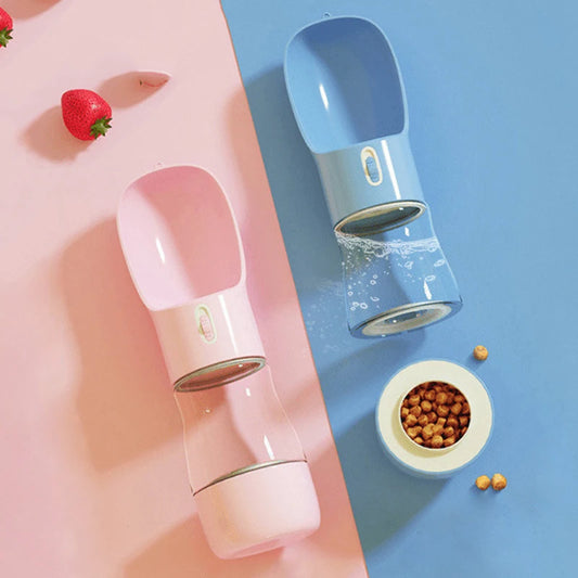 gourde pour chien de couleurs rose et Bleu. Les gourdes sont parfaites pour les sorties avec votre chien. Image produit Boutiquechien 