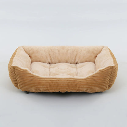 Grand panier pour chien XXL beige et velours rembourré pour un moelleux de qualité supérieur. Panier style velour classe pour grand chien. image produit boutiquechien