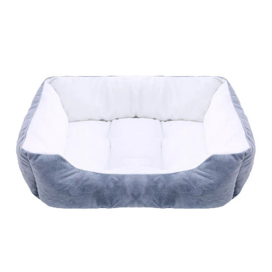 Grand panier pour chien XXL gris et blanc rembourré pour un moelleux de qualité supérieur. Panier style velour classe pour grand chien. image produit boutiquechien
