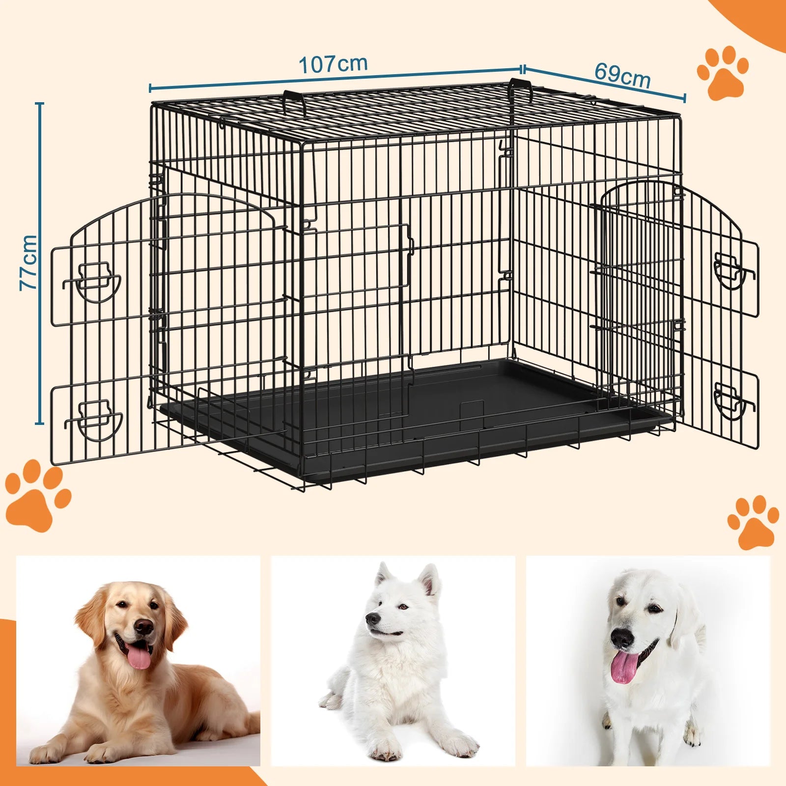  Grande cage pour chien de couleur noir pour les grands chiens de boutiquechien 