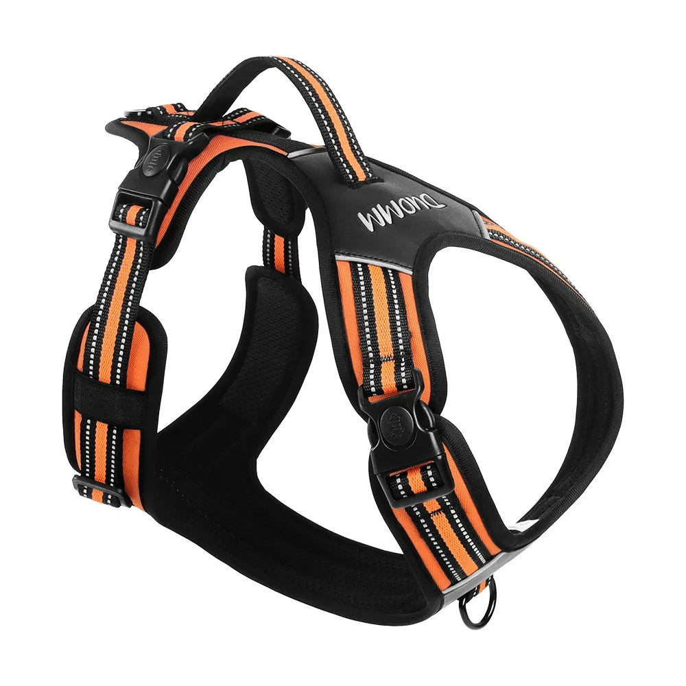 Harnais anti traction chien trixie noir et orange