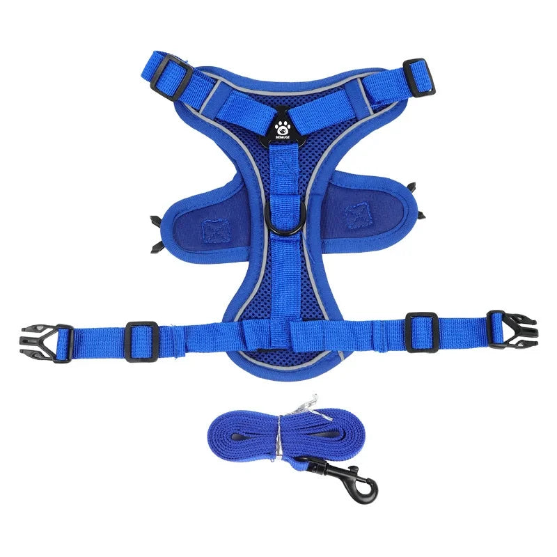 Harnais anti traction petit chien bleu fonce 