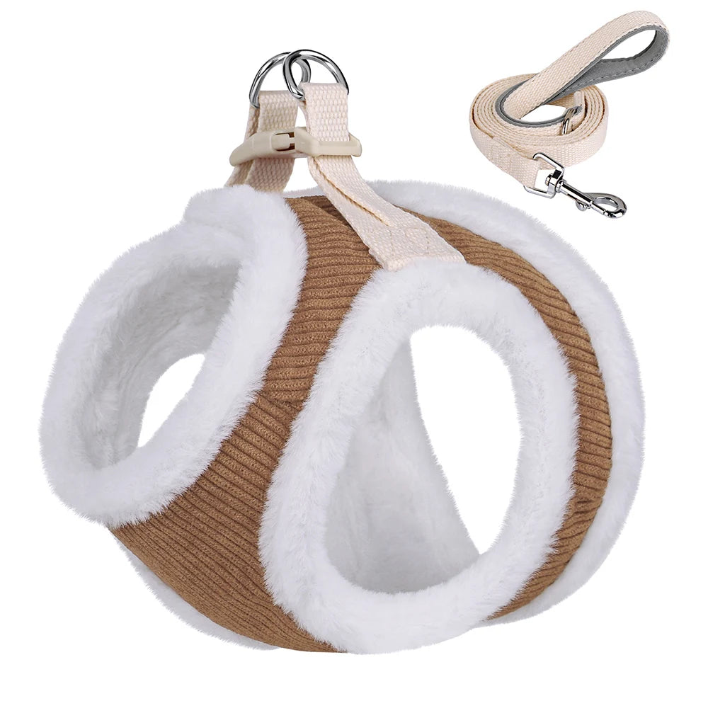 Harnais brun fashion et confort pour chien avec laisse en plus 