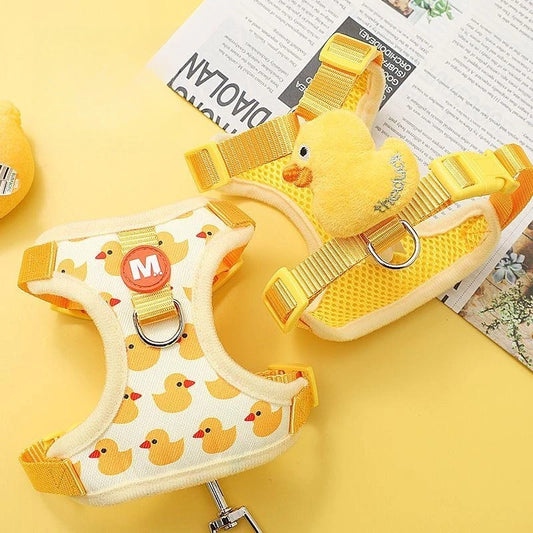 harnais chiot canard de couleur jaune. Image produit Boutiquechien