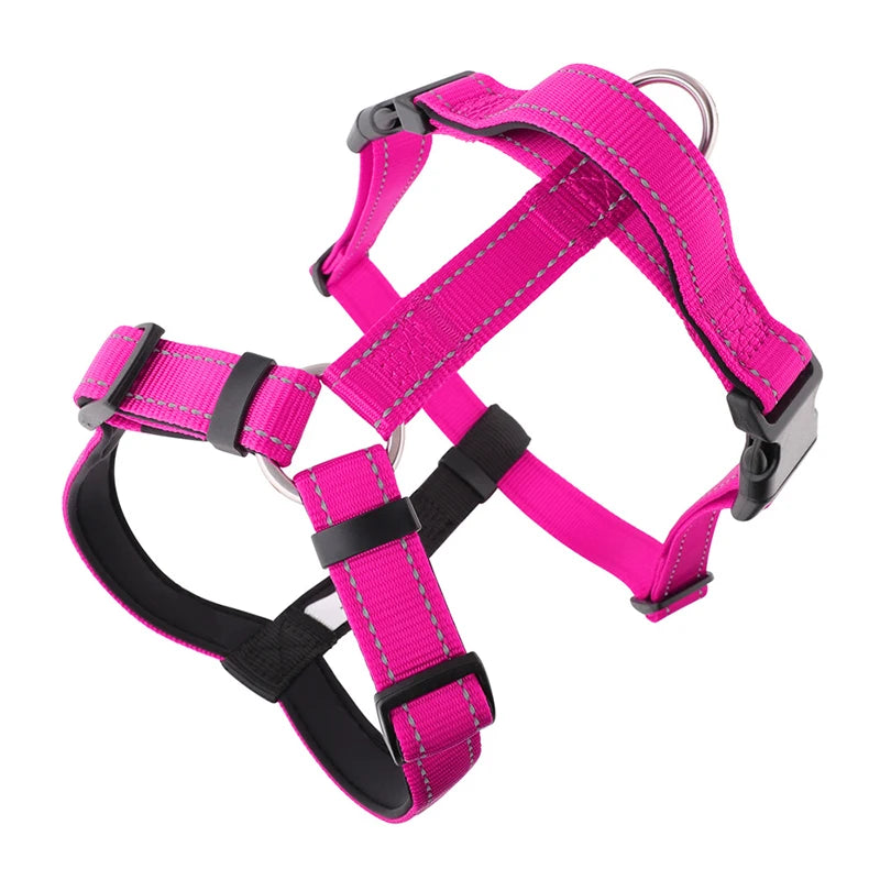 Harnais chien anti traction en y rose