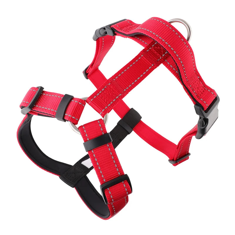 Harnais chien anti traction en y rouge