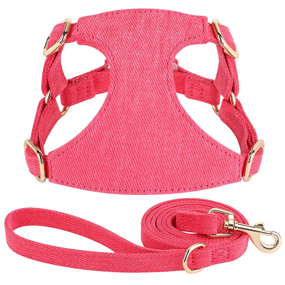 Harnais petit chien de couleur rose durable et résistant avec laisse pour chien durable et résistant pour chien. Image produit Boutiquechien 