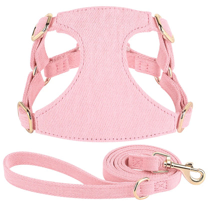 Harnais petit chien de couleur rose claire  durable et résistant avec laisse pour chien durable et résistant pour chien. Image produit Boutiquechien 