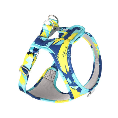 harnais pour chien de couleur Bleau et jaune. Harnais chiot de boutiquechien
