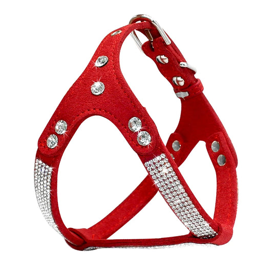 Harnais pour chien et chiot de couleur rouge à paillette. Image produit Boutiquechien