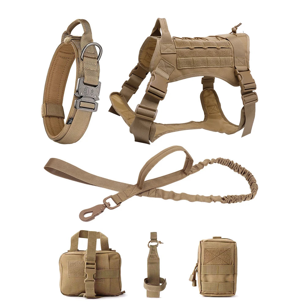 Harnais pour chein de couleur beige tactique résistant et durable. Image produit Boutiquechien