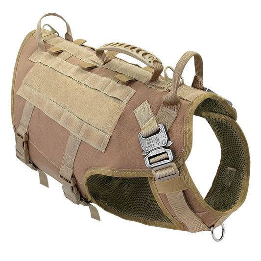 Harnais chien beige résistant et durable tactique. Image produit Boutiquechien