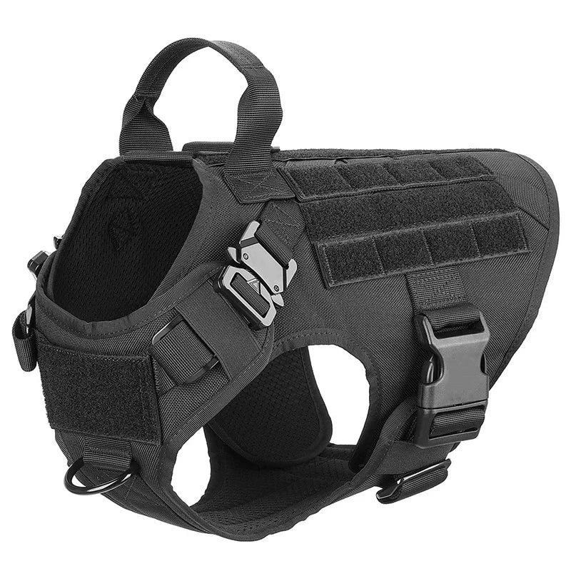 Harnais pour chien de couleur noir durable et résistant tactique parfait pour les chiens. Image produit Boutiquechien