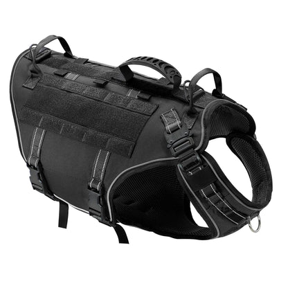 harnais pour chien de couleur noir résistant et durable avec toutes les poignées. Image produit Boutiquechien