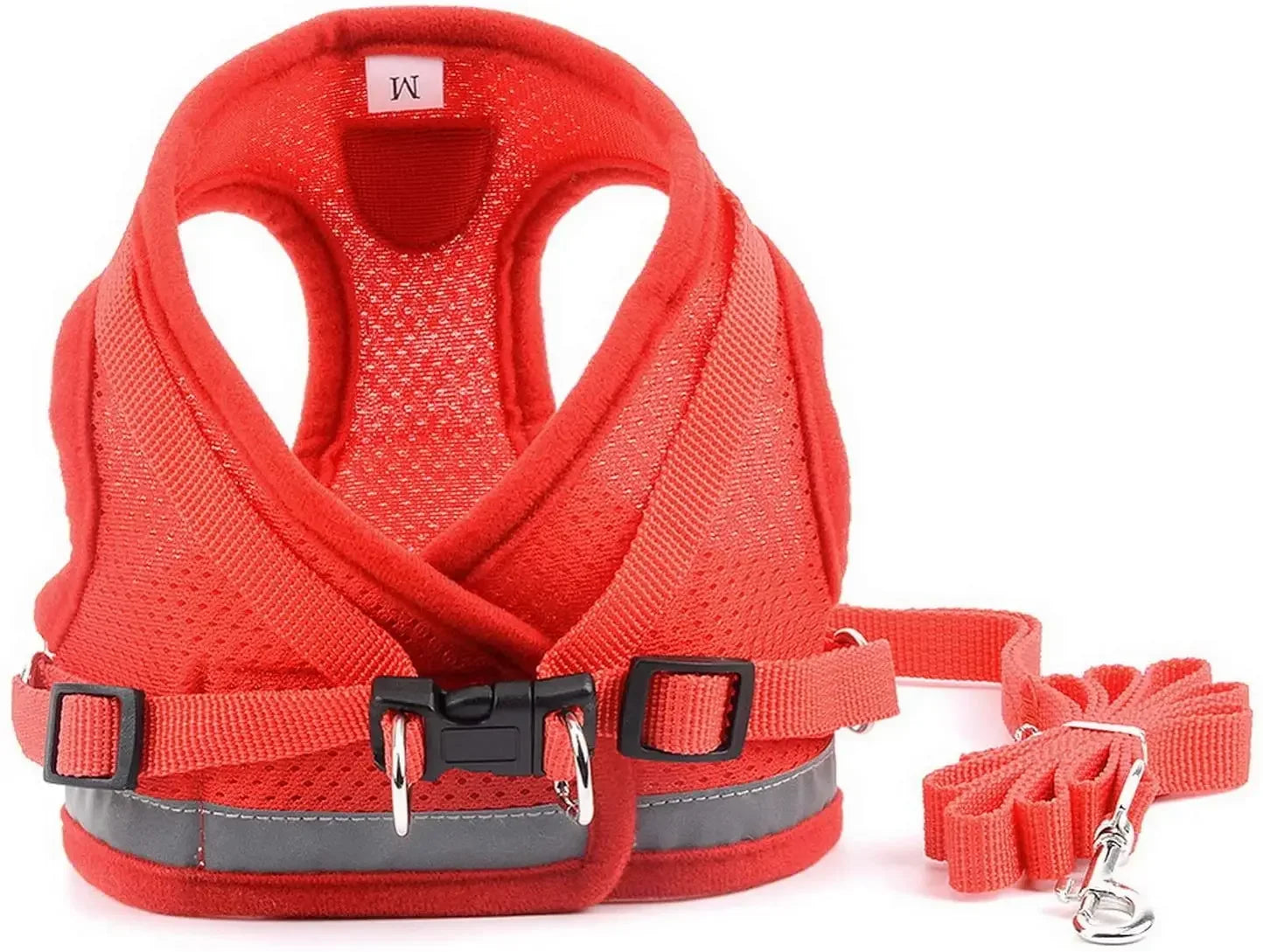 Harnais pour petit chien 6 kg de dos rouge