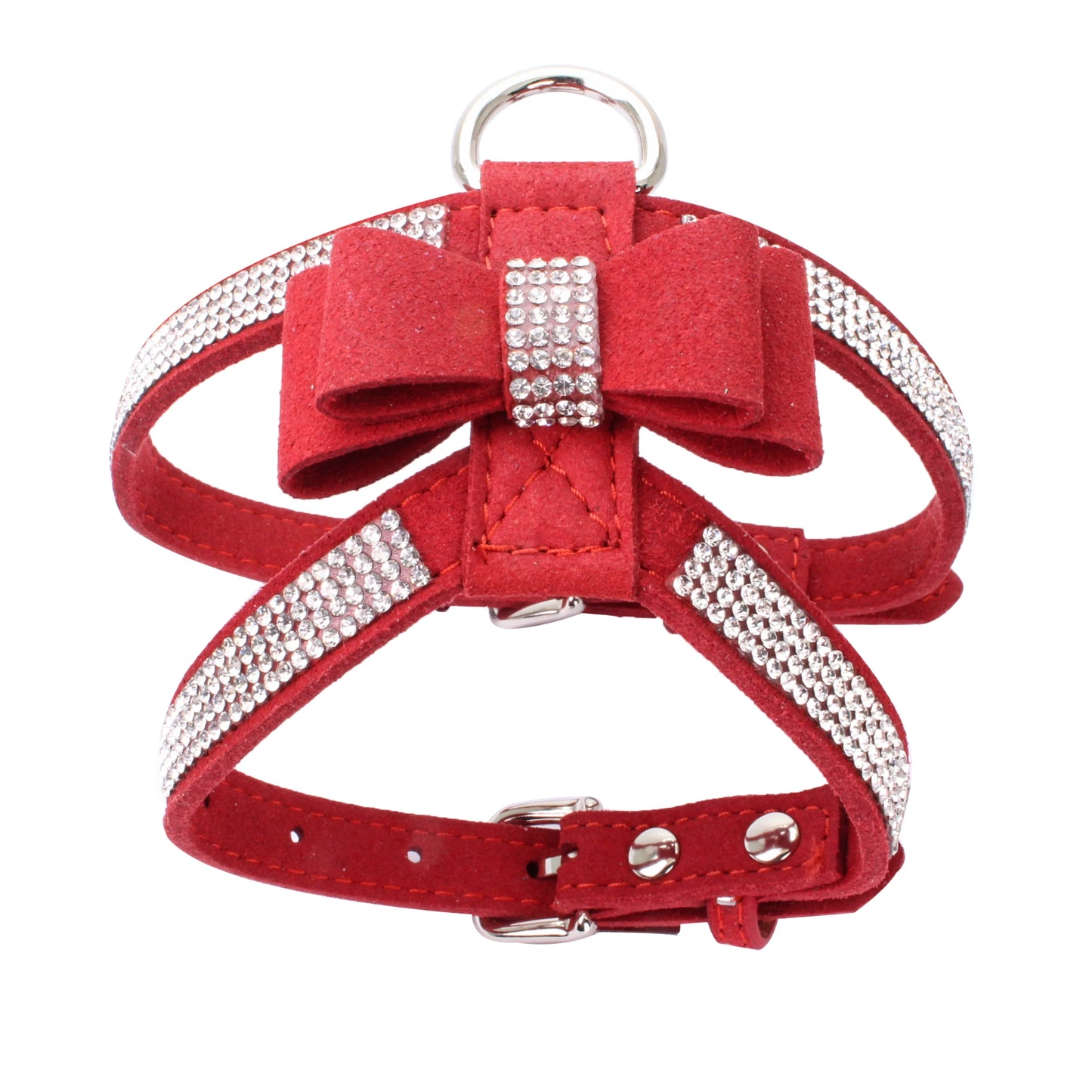 Harnais pour petits chien de couleur rouge avec des paillette de boutiquechien