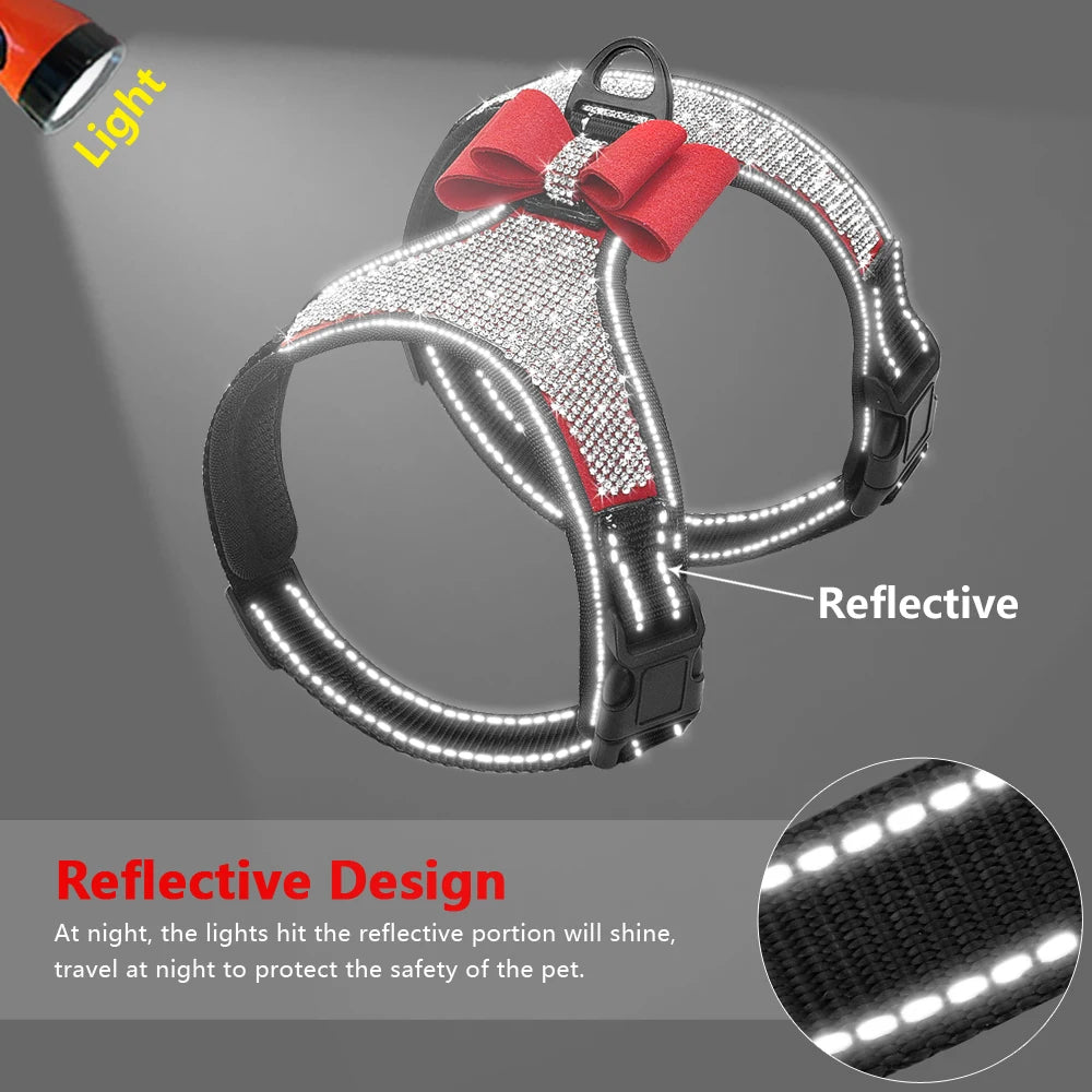 Harnais strass pour petit chien reflechissant Image