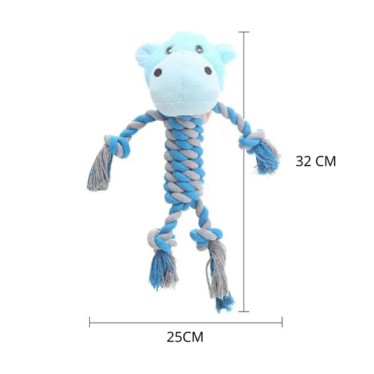 dimension de l'hippopotame en peluche pour chien de tailles 32cm. L'hippopotame est parfait pour tous les chiens. Image produit Boutiquechien