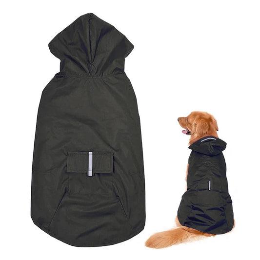 Imper pour gros chien de couleur noir avec poche dorsal. Image produit Boutiquechien