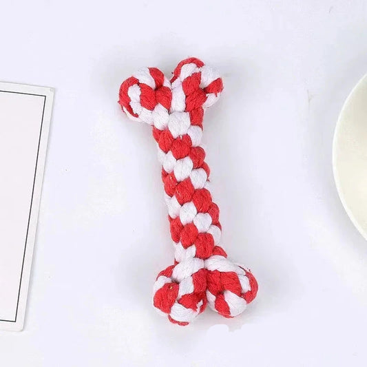jouet pour chien en corde rouge et blanc image produit Boutiquechien
