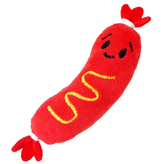 Jouet pour chiot 1 mois en forme de saucisse de couleur rouge
