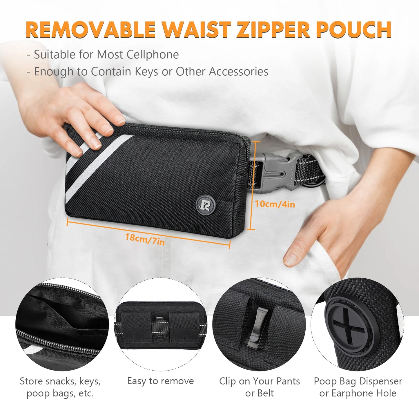 Laisse canicross gros chien pochette