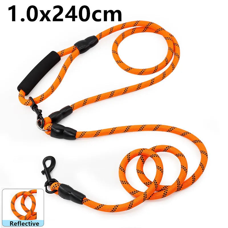 taille de la laisse lasso orange réflective et rembourré. Image produit Boutiquechien 