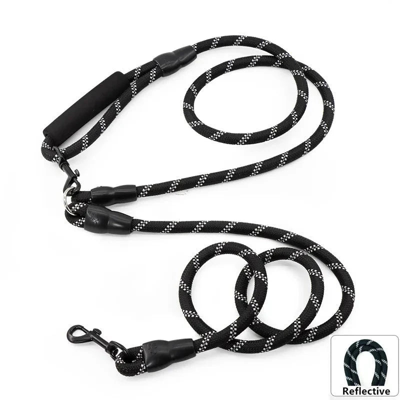 laisse lasso de couleur noir réfléchissant multifonctions. Image produit Boutiquechien