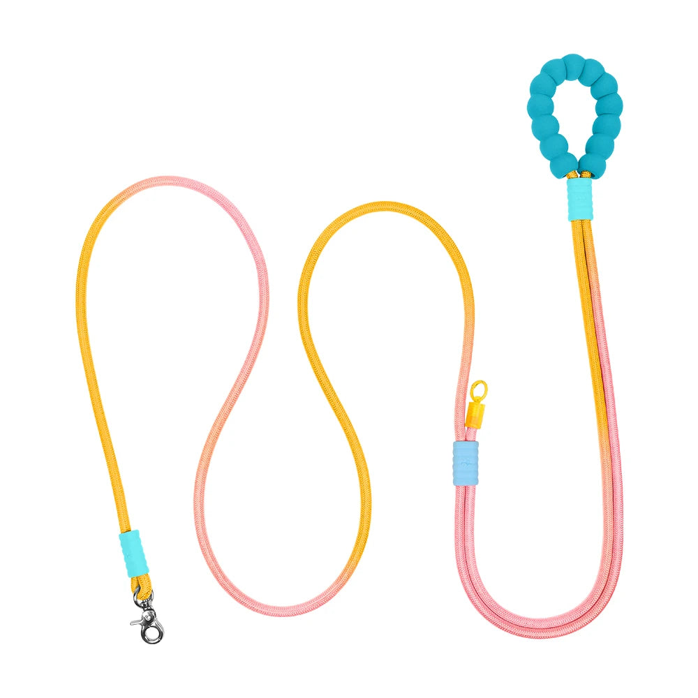 Laisse corde chien 3m jaune et rose 