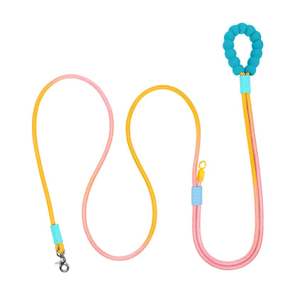 Laisse corde chien 3m jaune et rose 