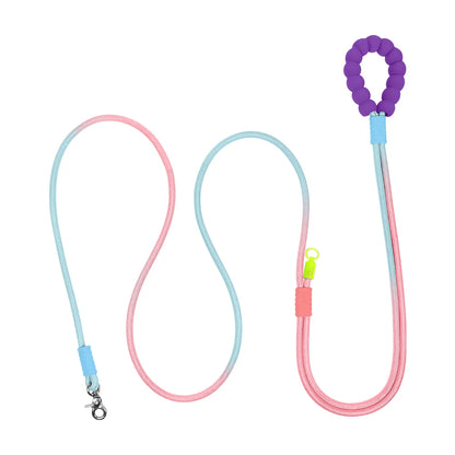 Laisse corde chien 3m rose et bleu