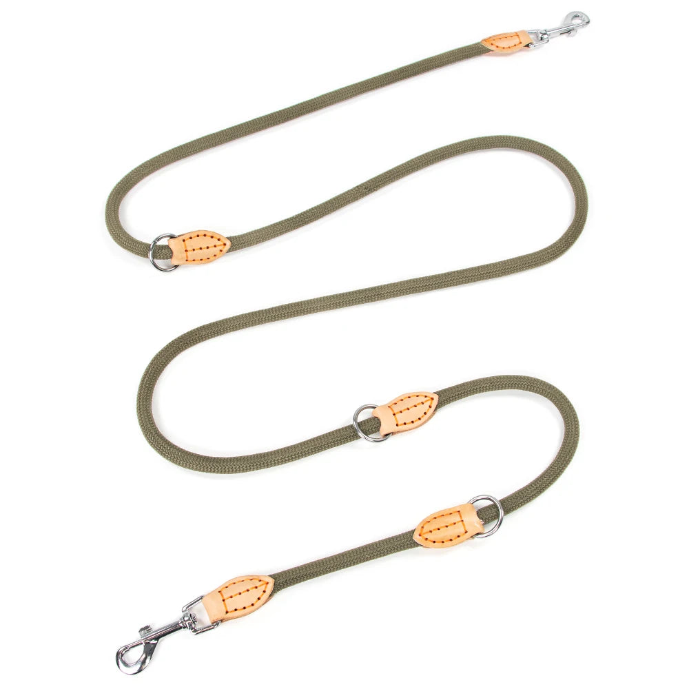 Laisse double attache pour chien beige