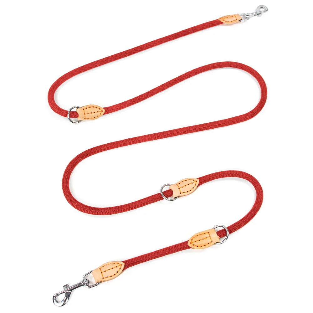 Laisse double attache pour chien rouge