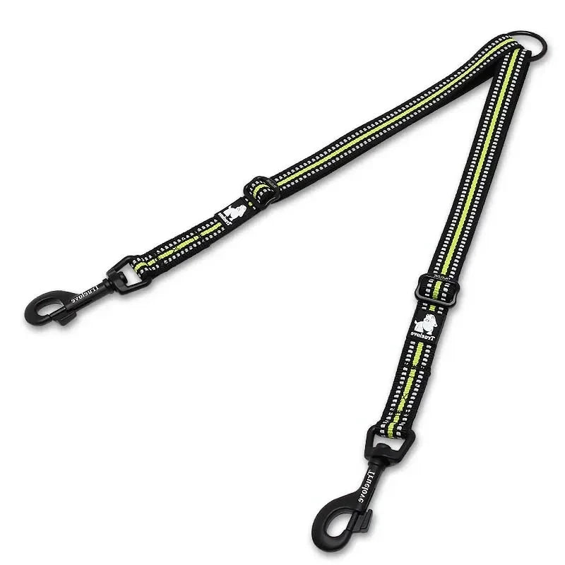 Laisse double chien de chasse jaune fluo
