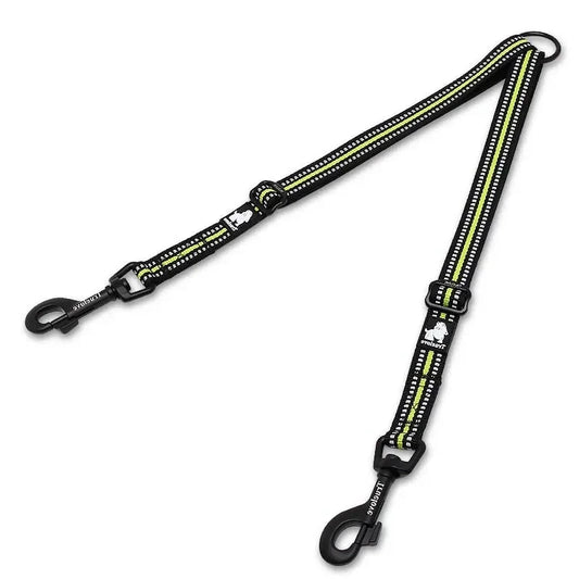 Laisse double chien de chasse jaune fluo
