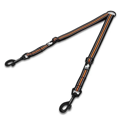 Laisse double chien de chasse orange