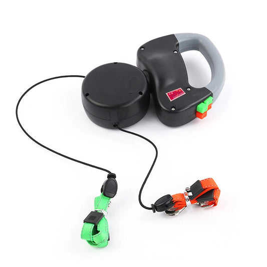 Laisse automatique double pour chien enrouleur. La laisse est parfaite pour les promenades. Image produit Boutiquechien