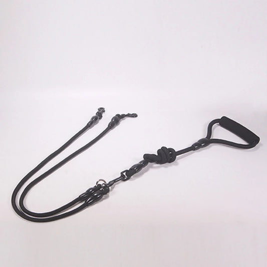 laisse double pour chien de couleur noir en nylon résistant et durable. Laisse double parfaite pour deux chiens. Image produit Boutiquechien